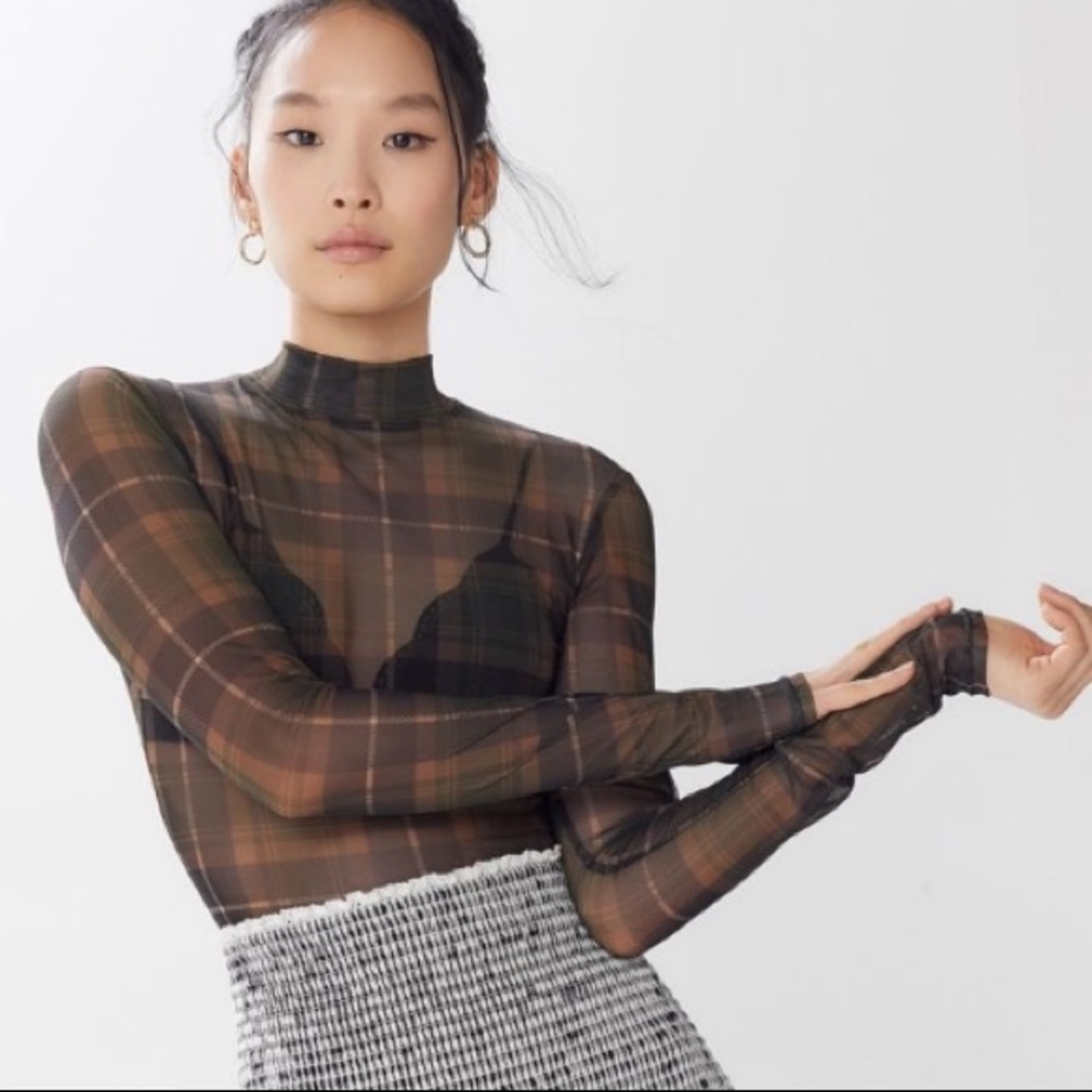 UO Mona Printed Mesh Mock Neck